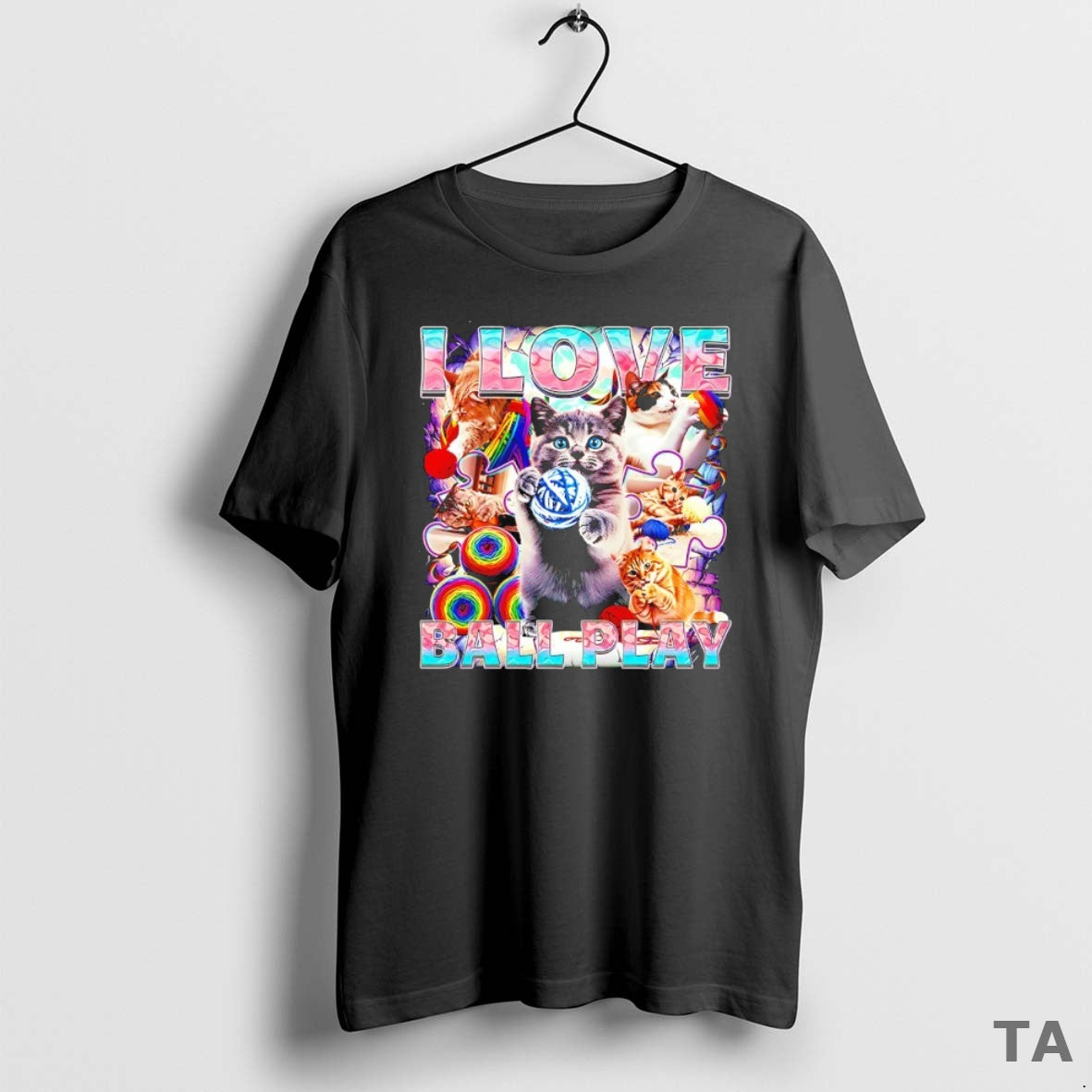 Top I Love Ball Play Cats Graphic T Shirt Sweater
