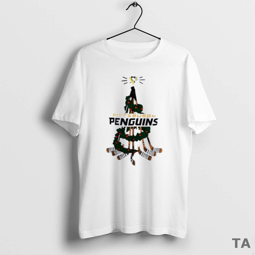 Top Pittsburgh Penguins Stickman Hockey Holiday Tree Christmas T Shirt Sweater