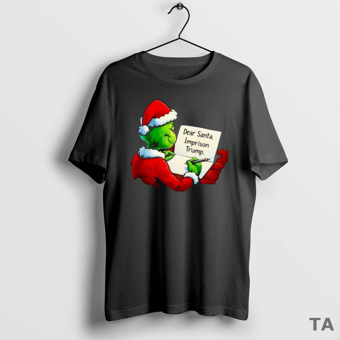 Top Santa Grinch Write Dear Santa Imprison Trump Xmas T Shirt Sweater