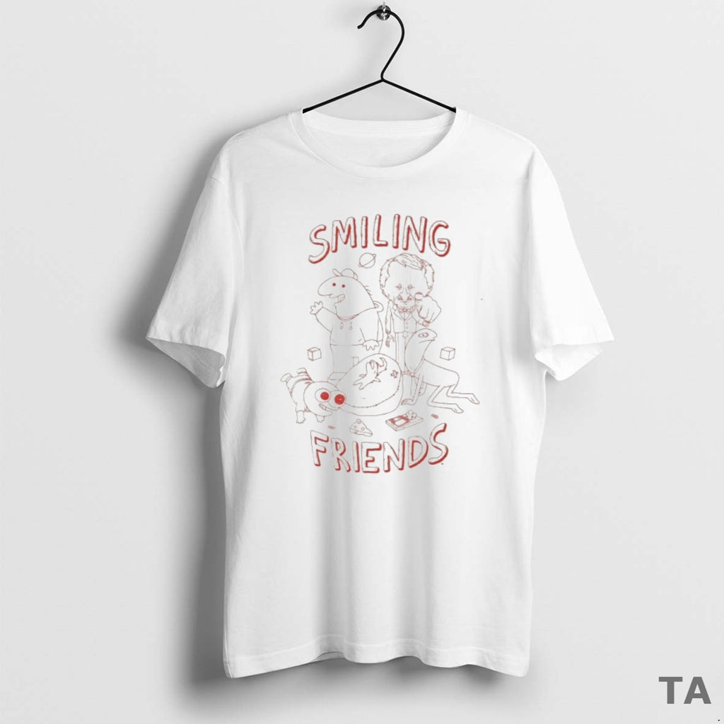 Top Smiling Friends Group Line T Shirt Sweater
