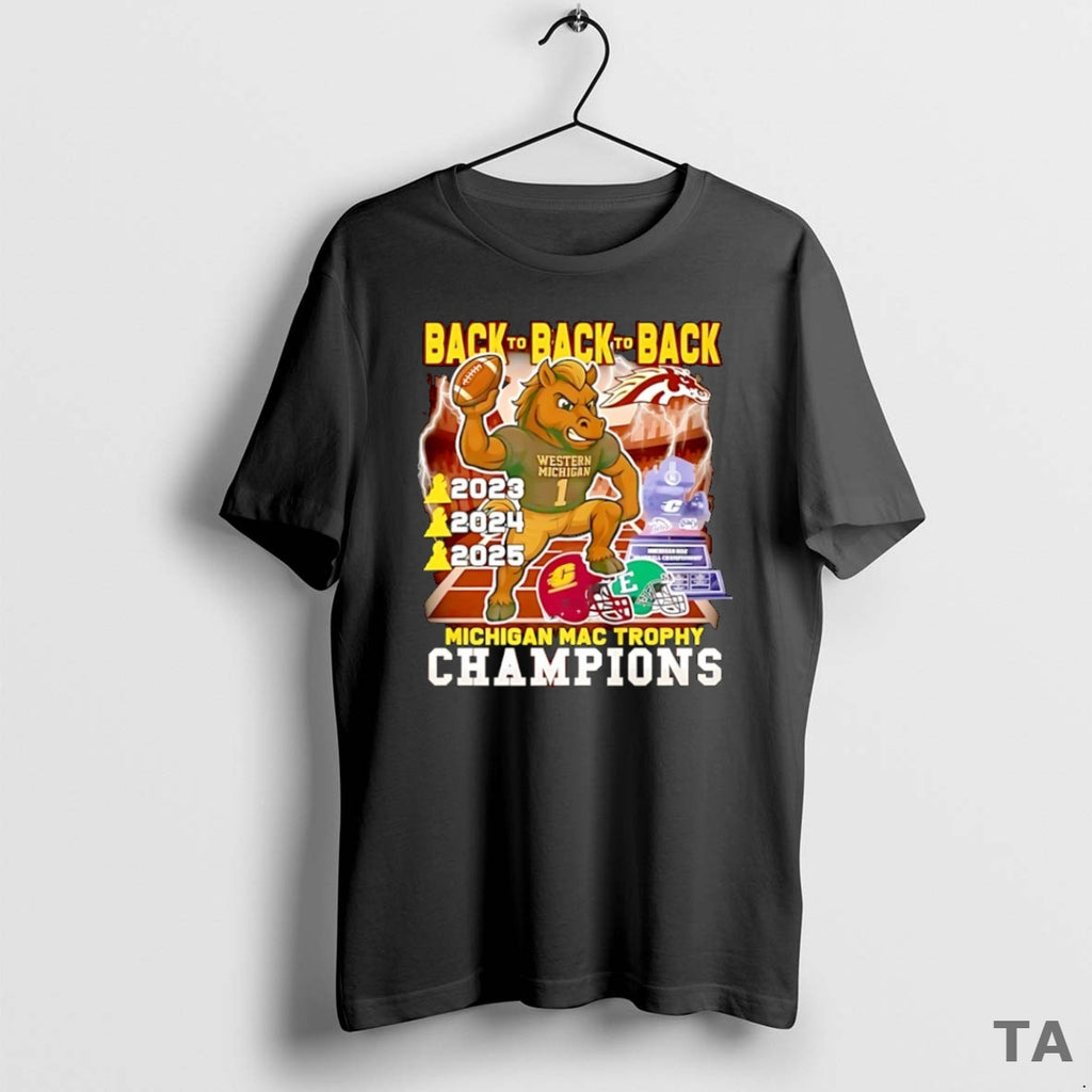 Top Western Michigan Broncos Michigan Mac Trophy Champions 2025 Back2back Mascot T Shirt Sweater