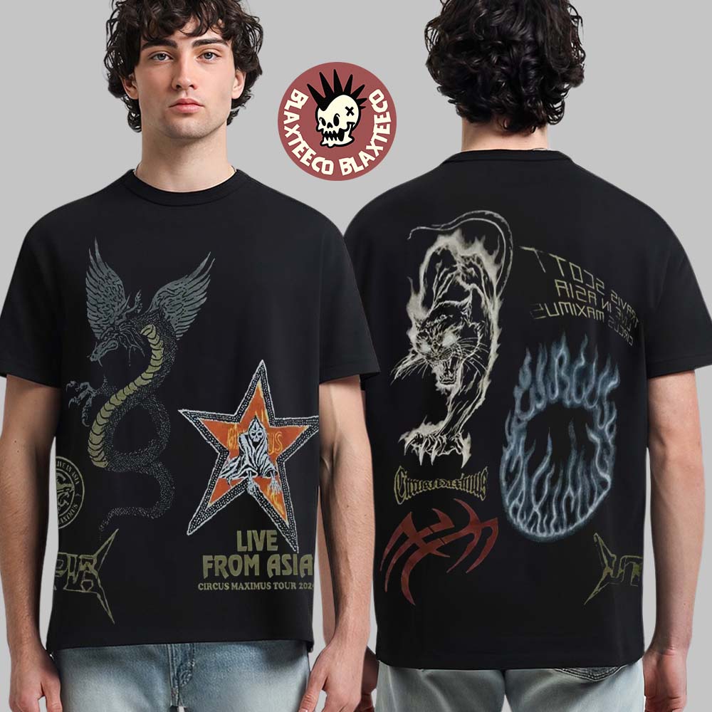 Travis Scott Live From Asia Circus Maximus Tour 2025 Merch Dragon And Tiger T-Shirt