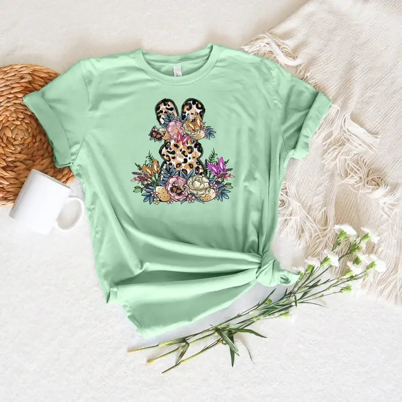 Floral Leopard Bunny T-Shirt