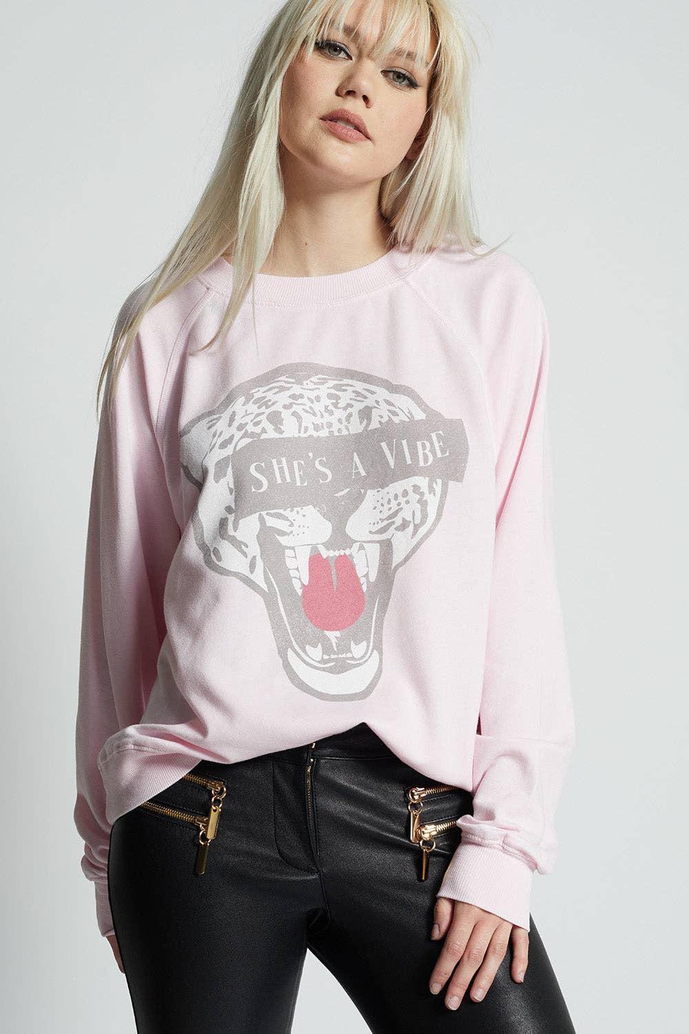 1030 Cheetah She Is A Vibe Long Sleeve Sweater