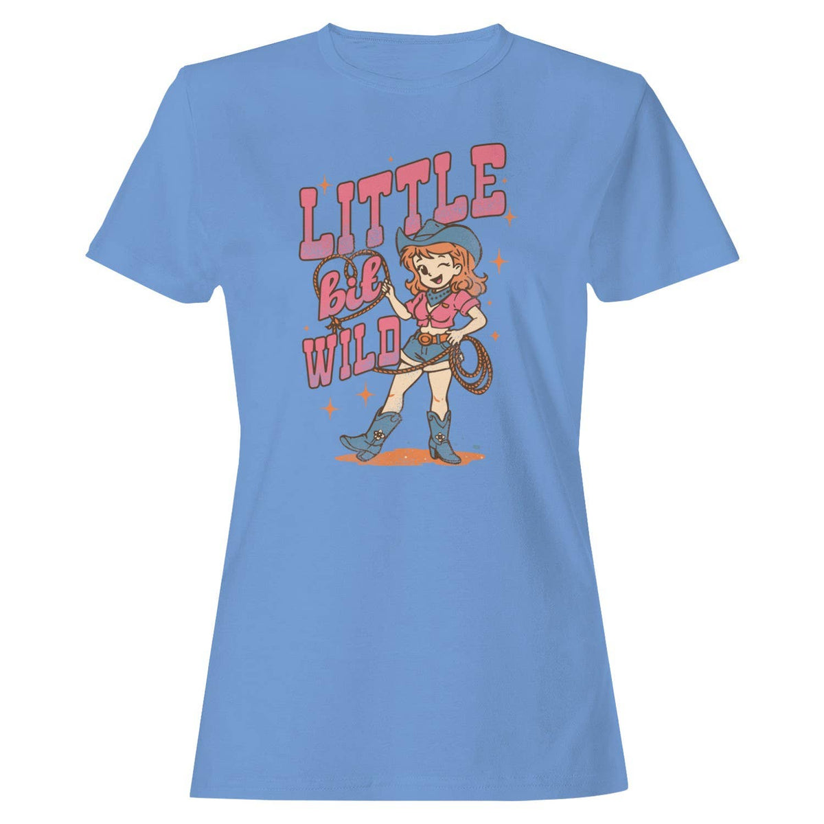 Cute Wild Cowgirl Cartoon  Women's T-Shirt Carolina Blue