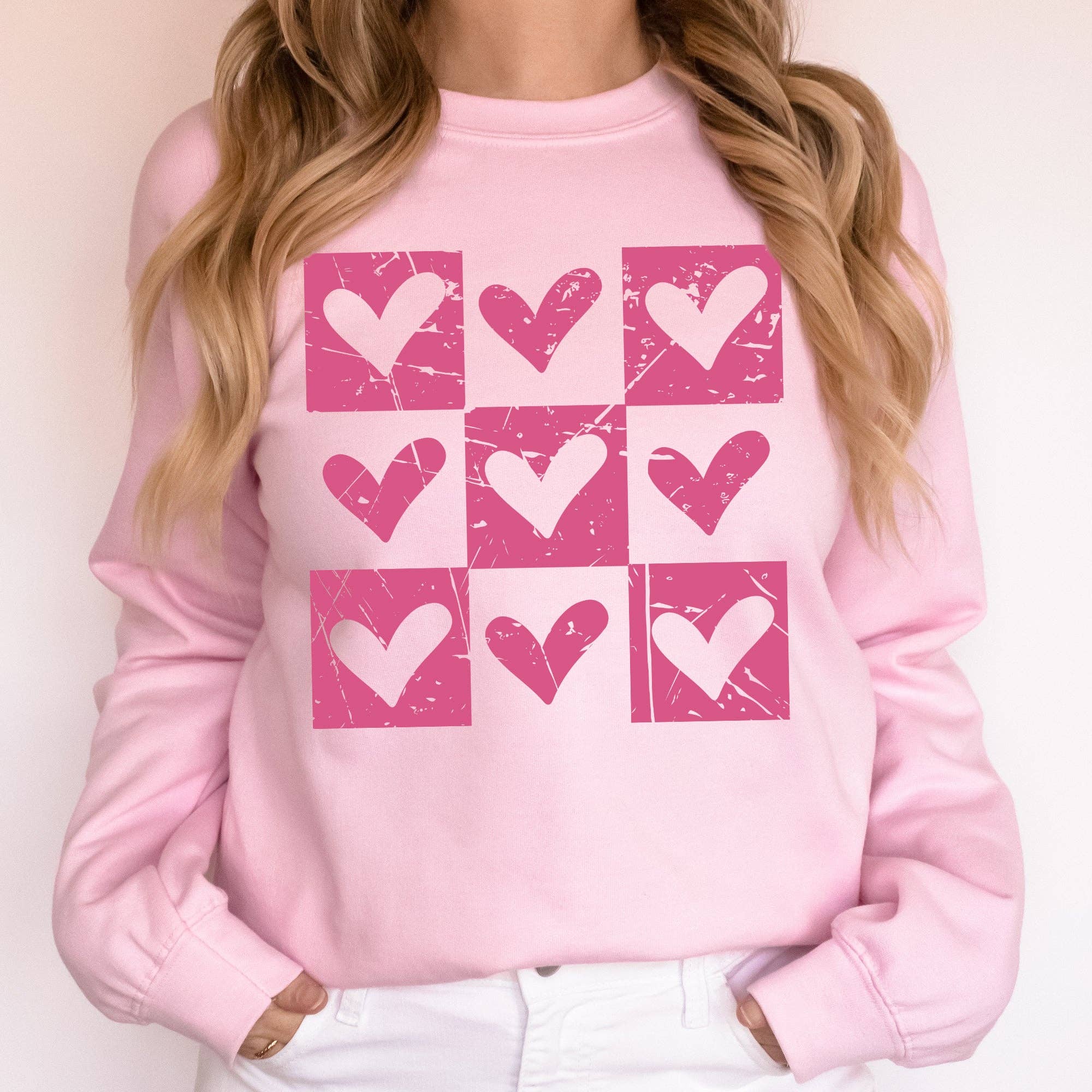 Checkered Hearts, Retro, Love, Valentine's Day Sweatshirt