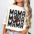 Mama Football Stacked Faux Embroidery Pigment Dyed Tee