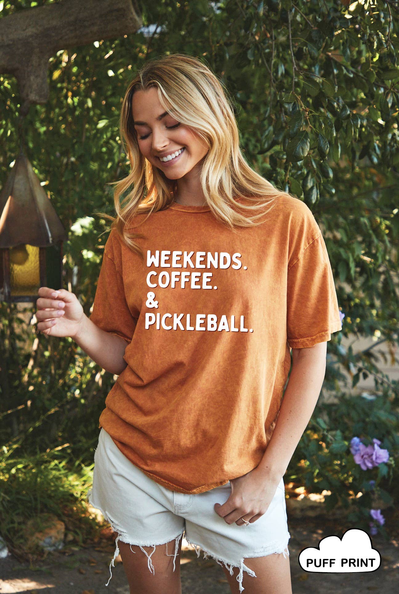 Pickleball Puff Print Mineral Graphic Top