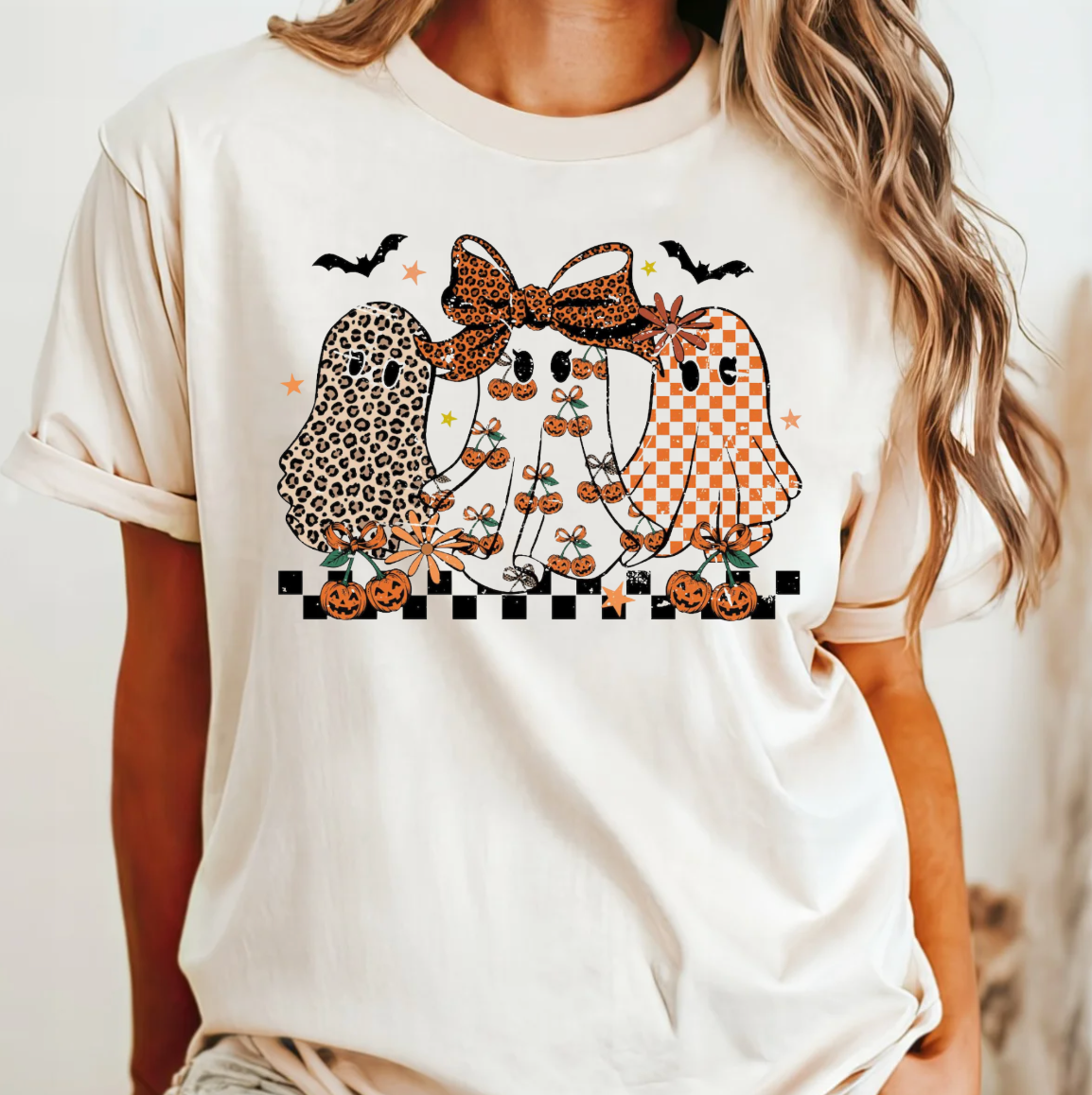 Leopard Pumpkin Ghost Comfort Color Tee