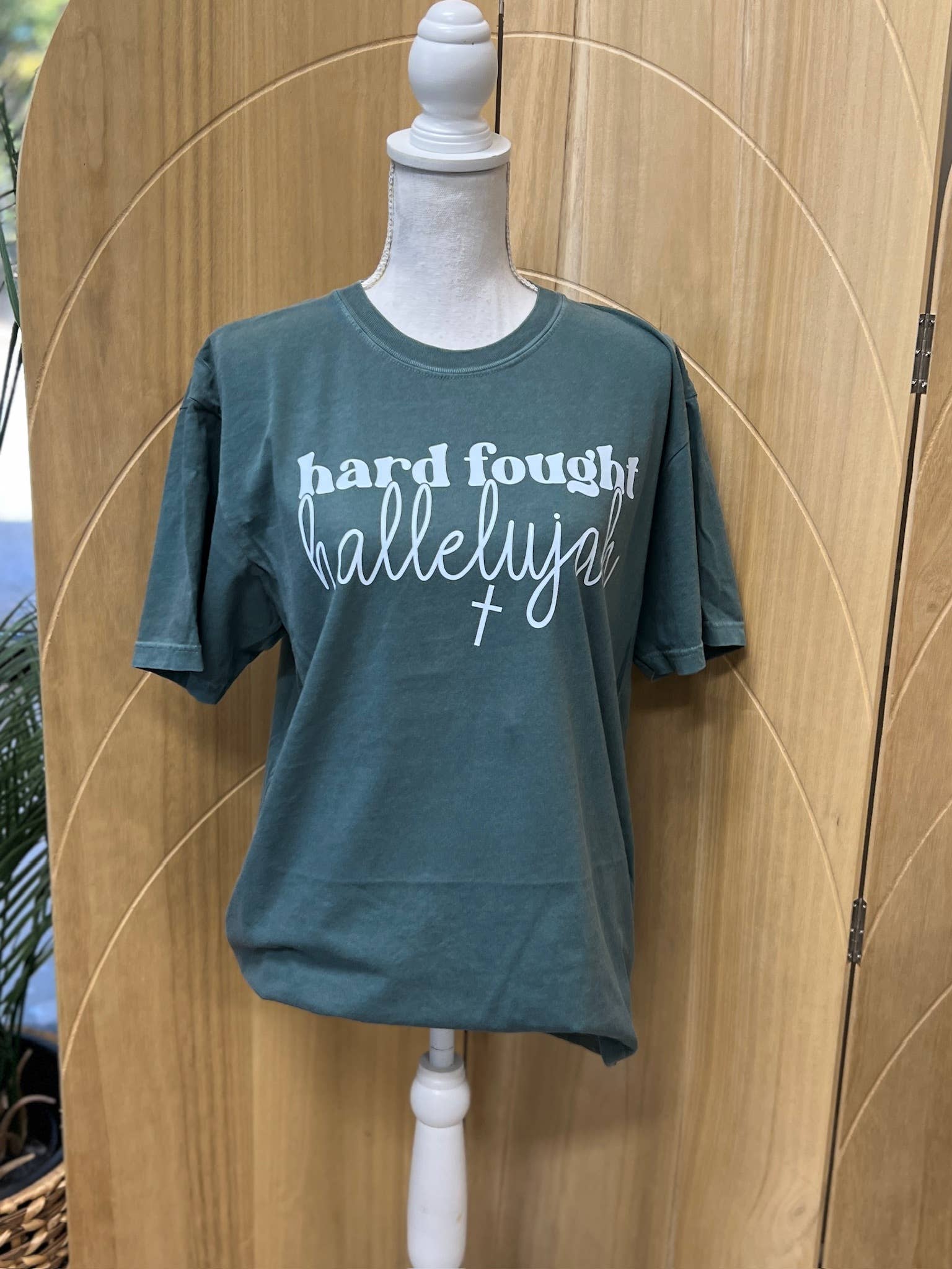 Hard Fought Hallelujah On Comfort Colors Blue Spruce