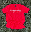 Loved with Bow On Gildan Softstyle Red