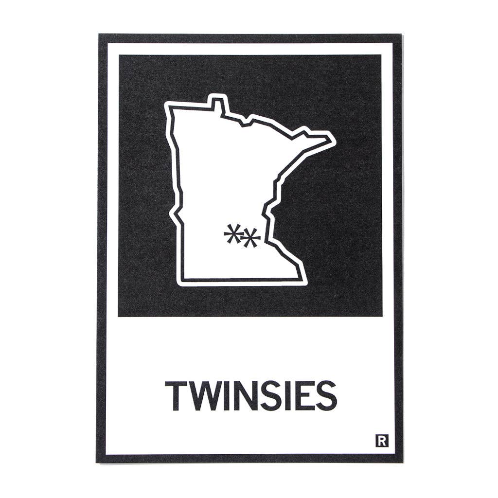 Twinsies, Minnesota Outline Postcard