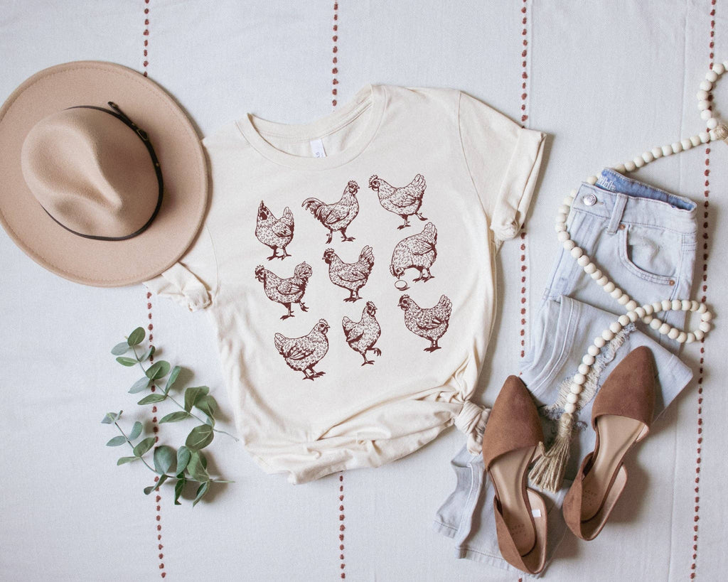 Vintage Western Cream Chicken Collage Graphic Tee