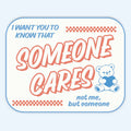 Someone Cares Teddy Bear Sticker Decal, Retro Sticker