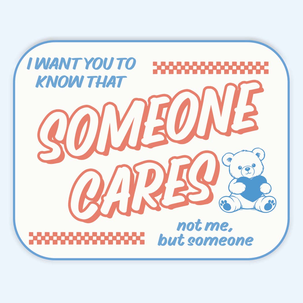 Someone Cares Teddy Bear Sticker Decal, Retro Sticker