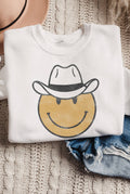 Cowboy Smiley Face Graphic Sweatshirt
