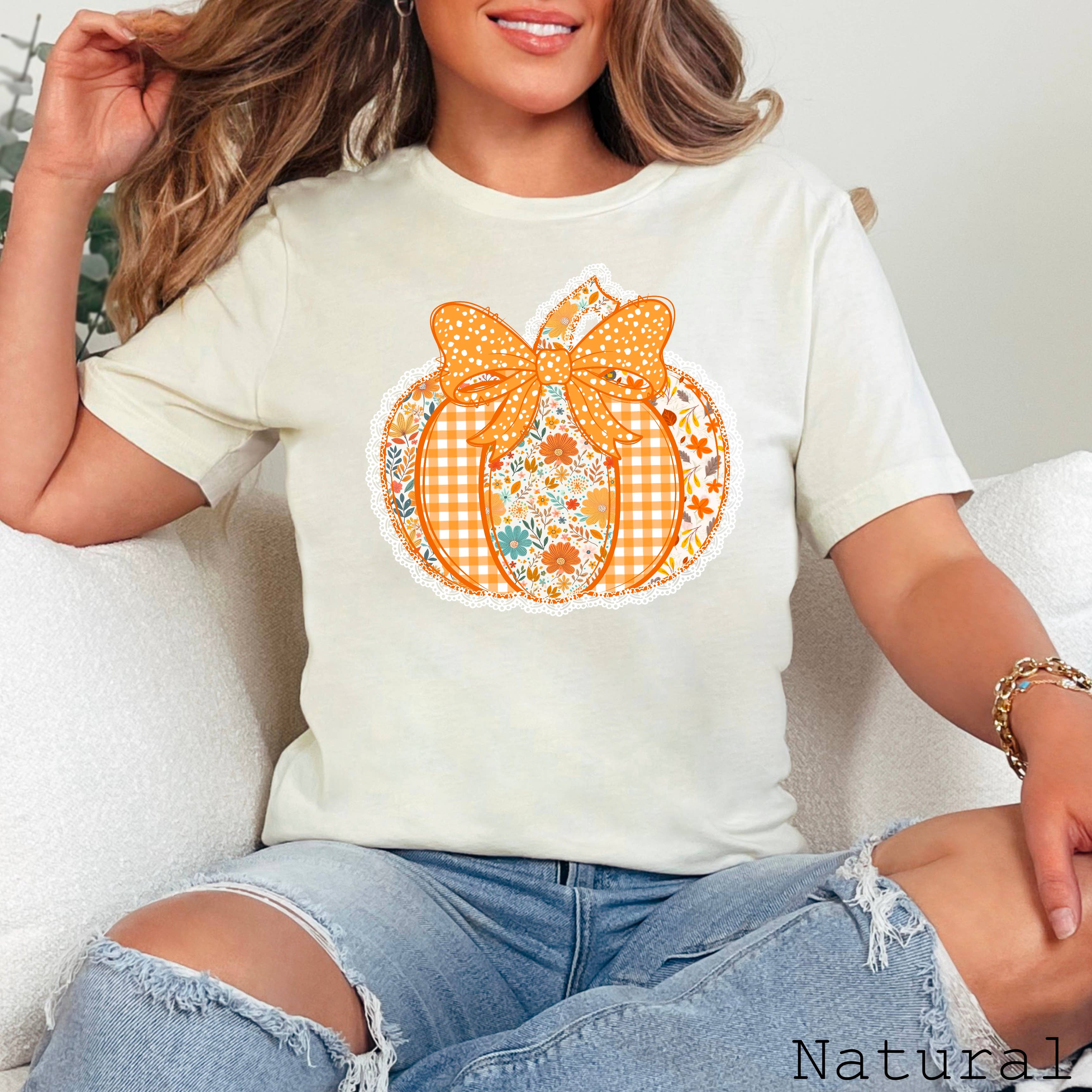 Lace Floral Pumpkin Fall 2025 Graphic Tee  | Bella Canvas