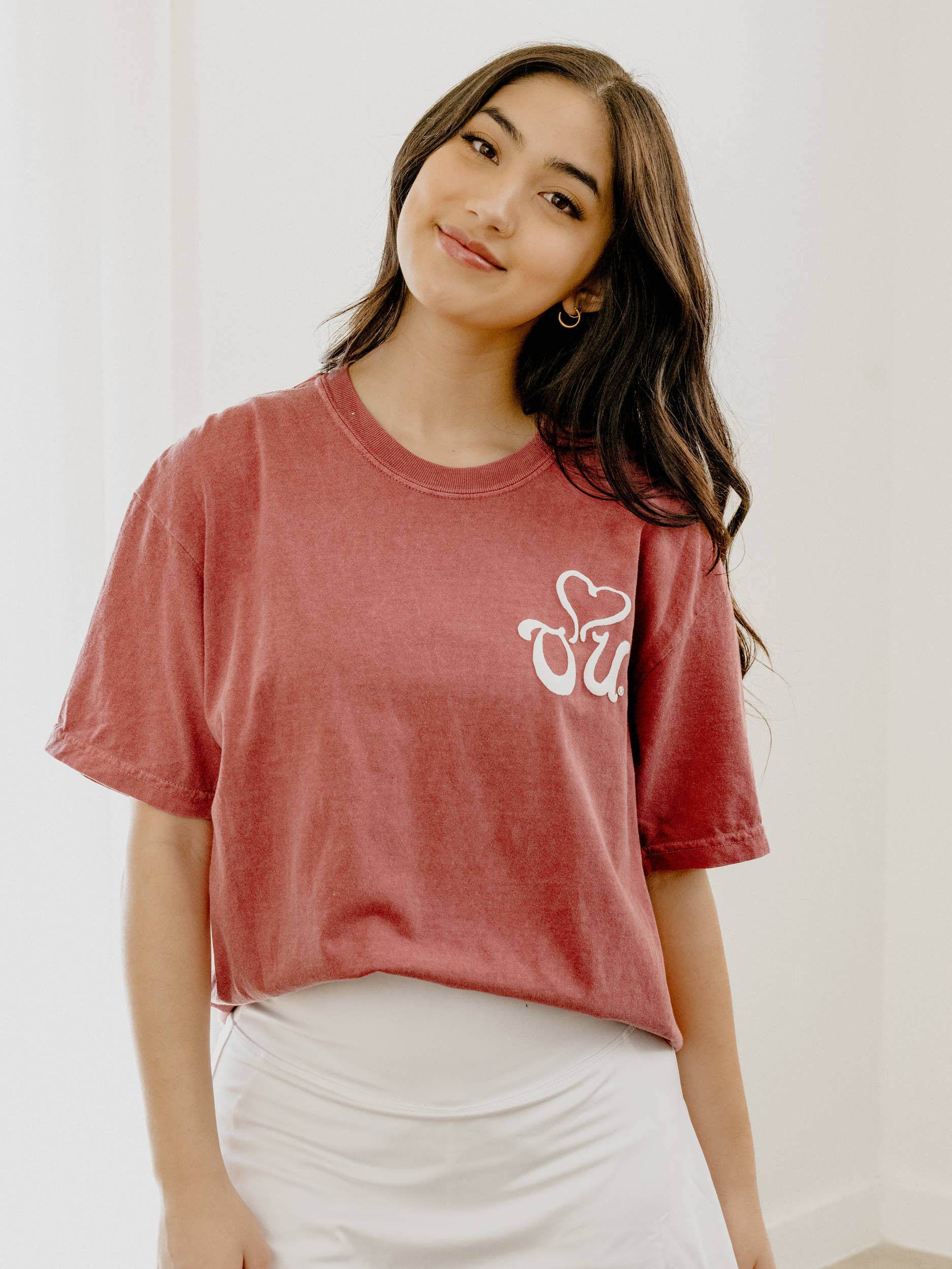 Ou Sooners Lyric Puff Ink Crimson Comfort Colors Tee