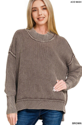 .0825 Washed Side Slit Oversized Hi-Low Sweater SI-27085