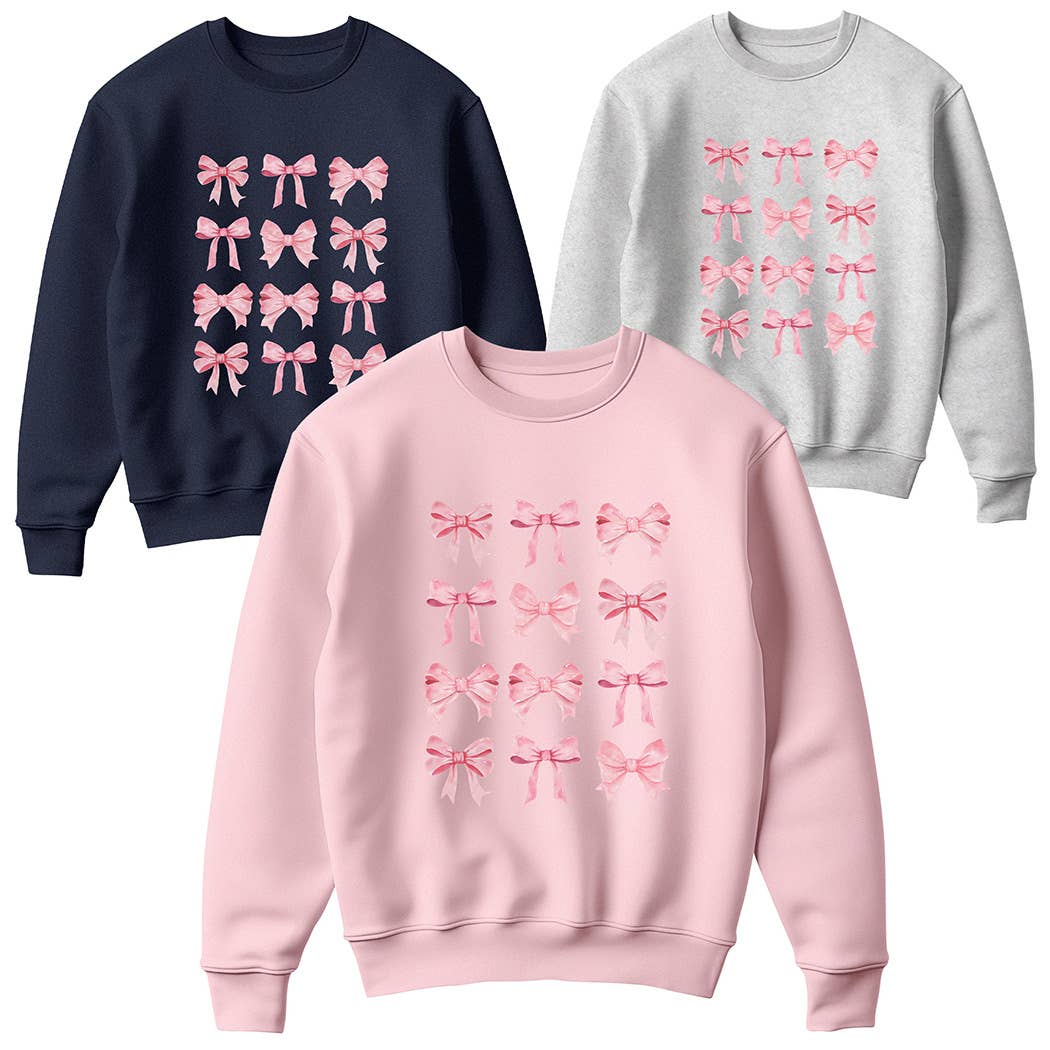 Diverse Ribbon Bow Print Fleece Sweatshirt