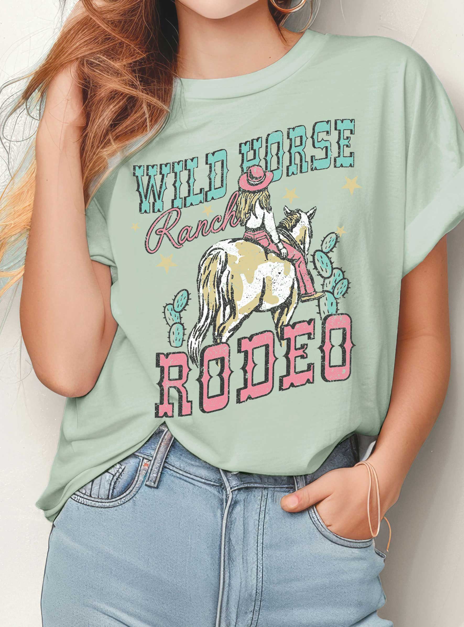 Wild Horse Ranch Rodeo Cowgirl Graphic Tshirts