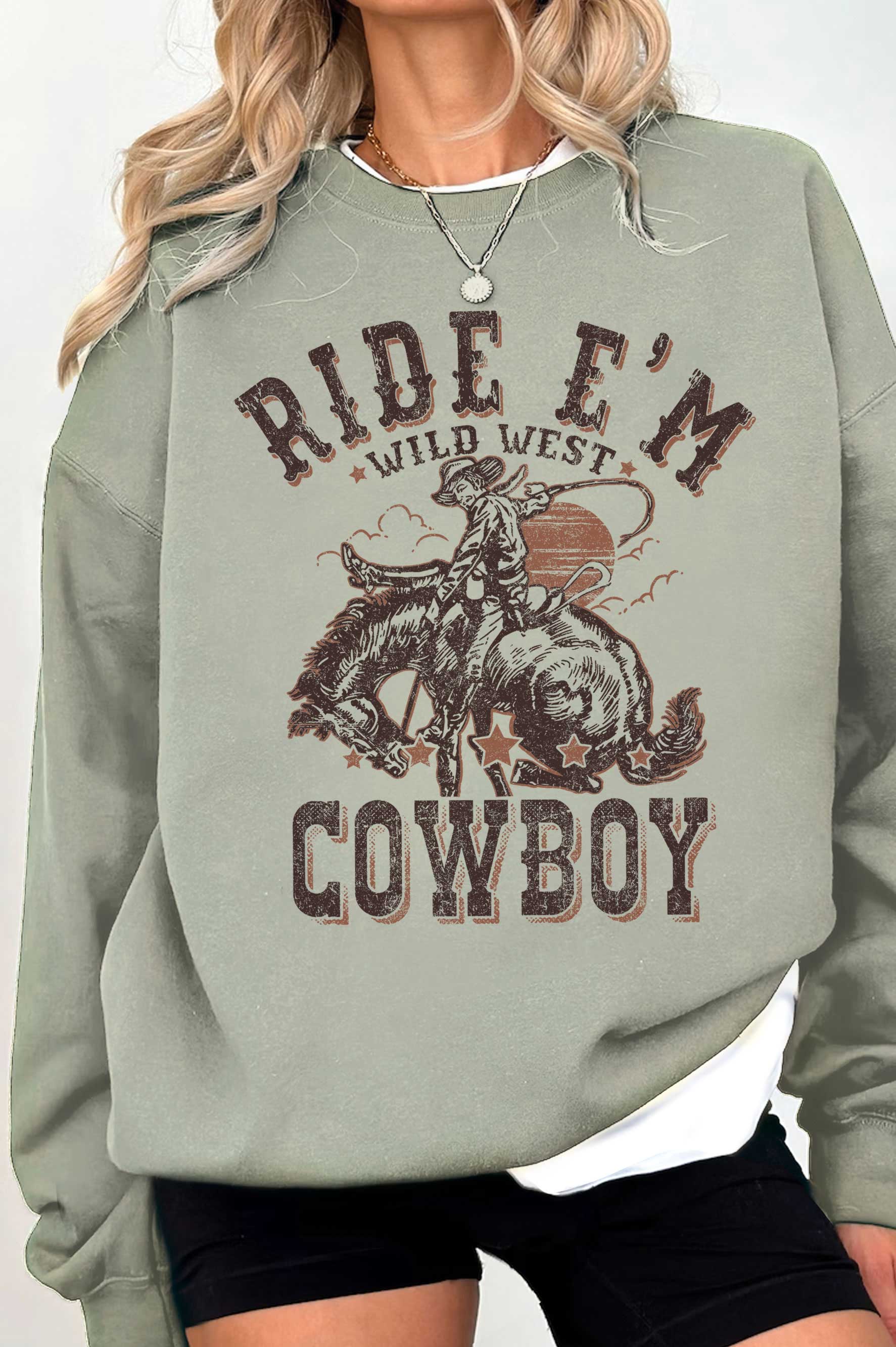Ride E'm Cowboy Graphic Brushed Sweatshirts