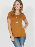 ",,.Chest Pocket Slim Scoop Neck Tee