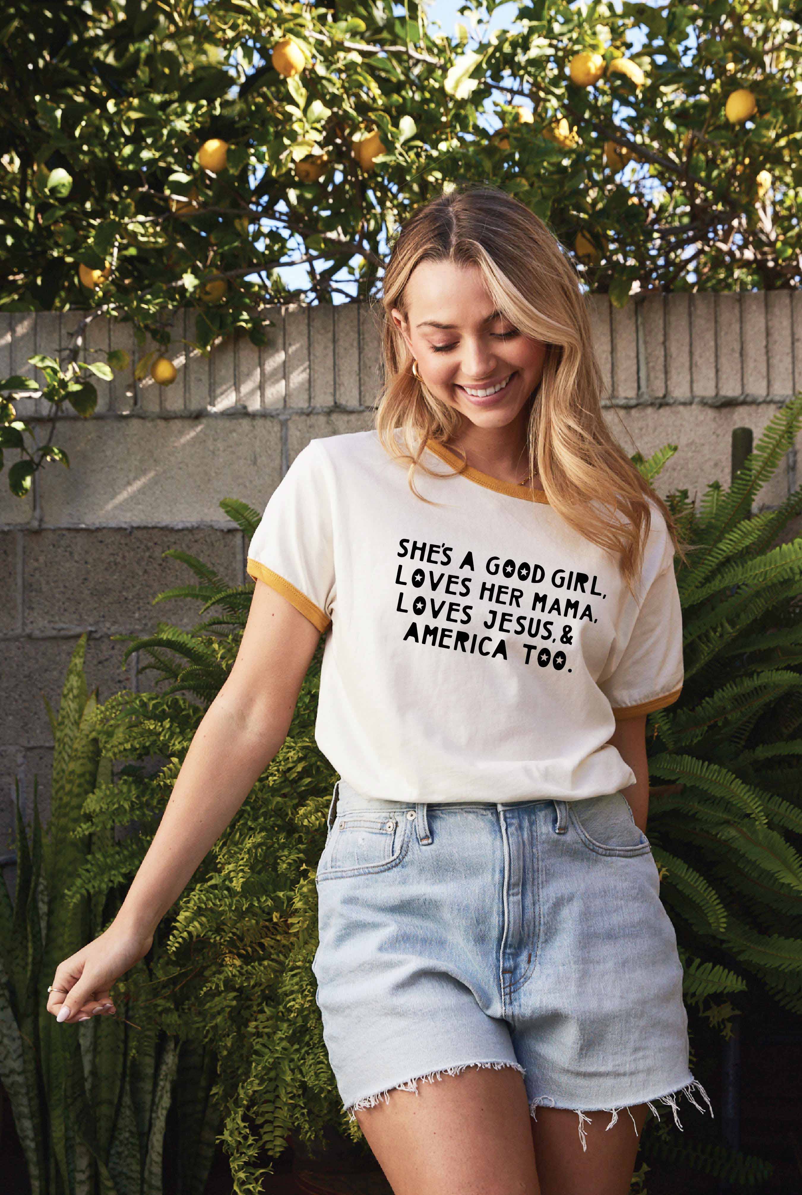 She's A Good Girl  Ringer Graphic T-Shirt