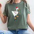 Christmas Goose, Lights, Retro Comfort Colors T-Shirt