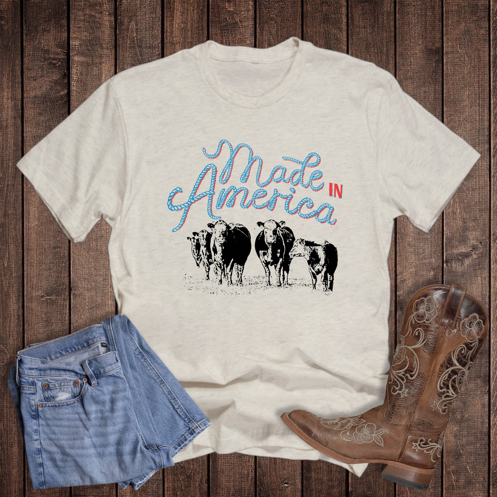 Patriotic Western Made in America Graphic Tee