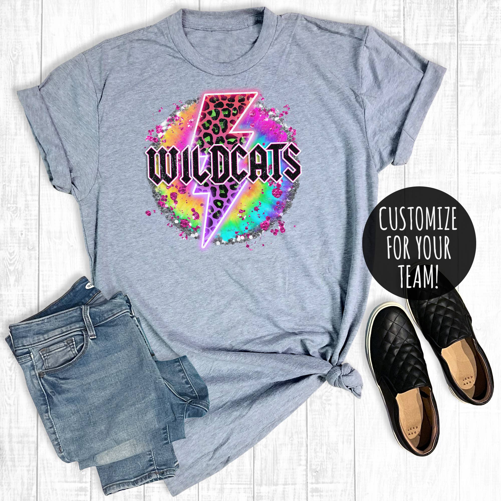 Custom Tie Dye Leopard Circle Wildcats