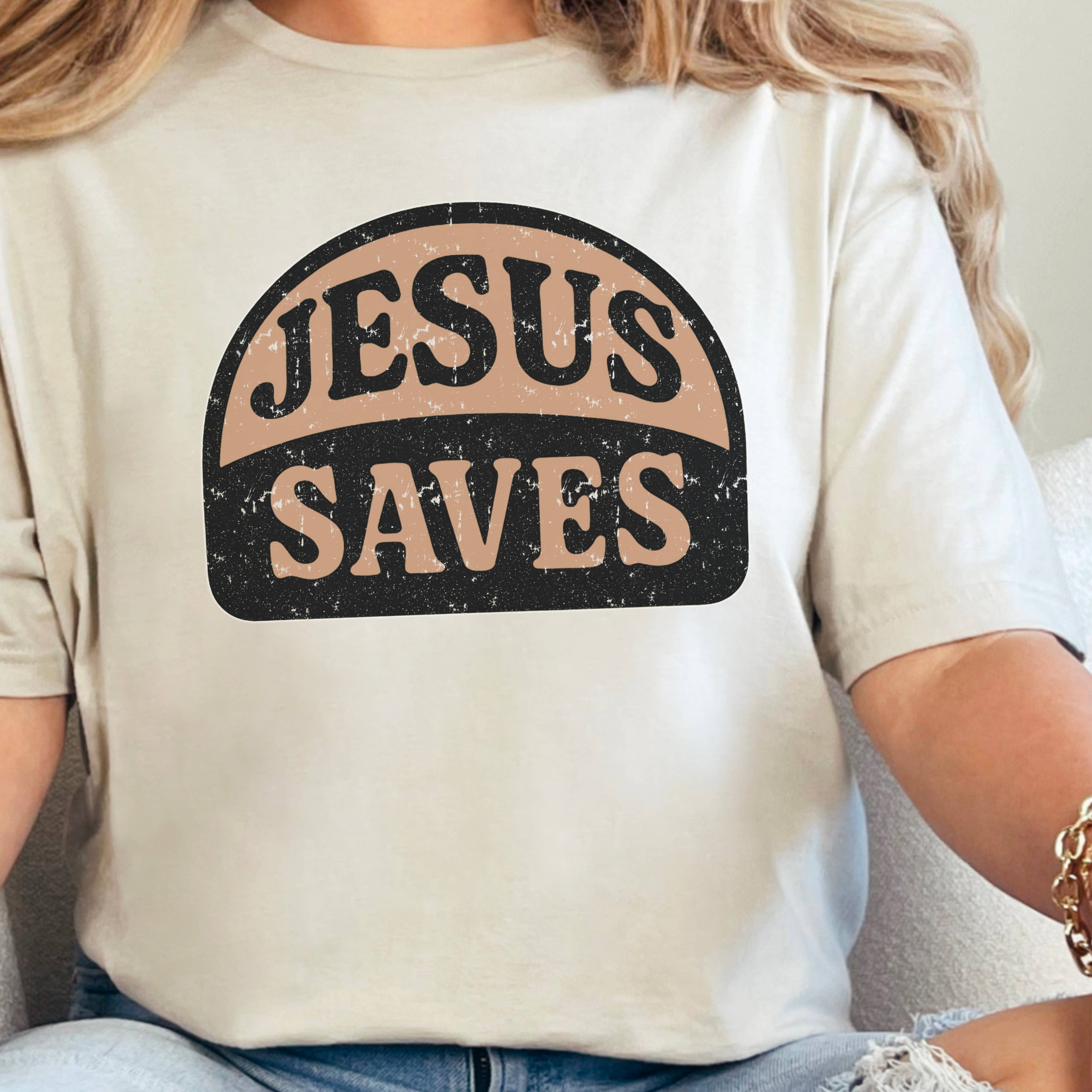 Jesus Saves Christian Graphic T-Shirt | Gildan