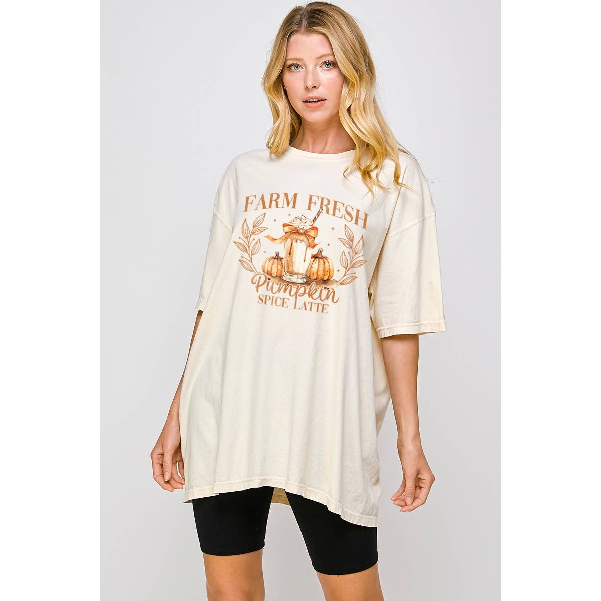 Pumpkin Spice Latte Vintage  Graphic Oversized Tee