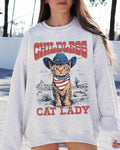 Childless Cat Lady, Country Kitty Cowboy, Cowgirl Sweatshirt