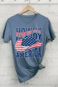 Howdy America Flag Hat Graphic Tshirts
