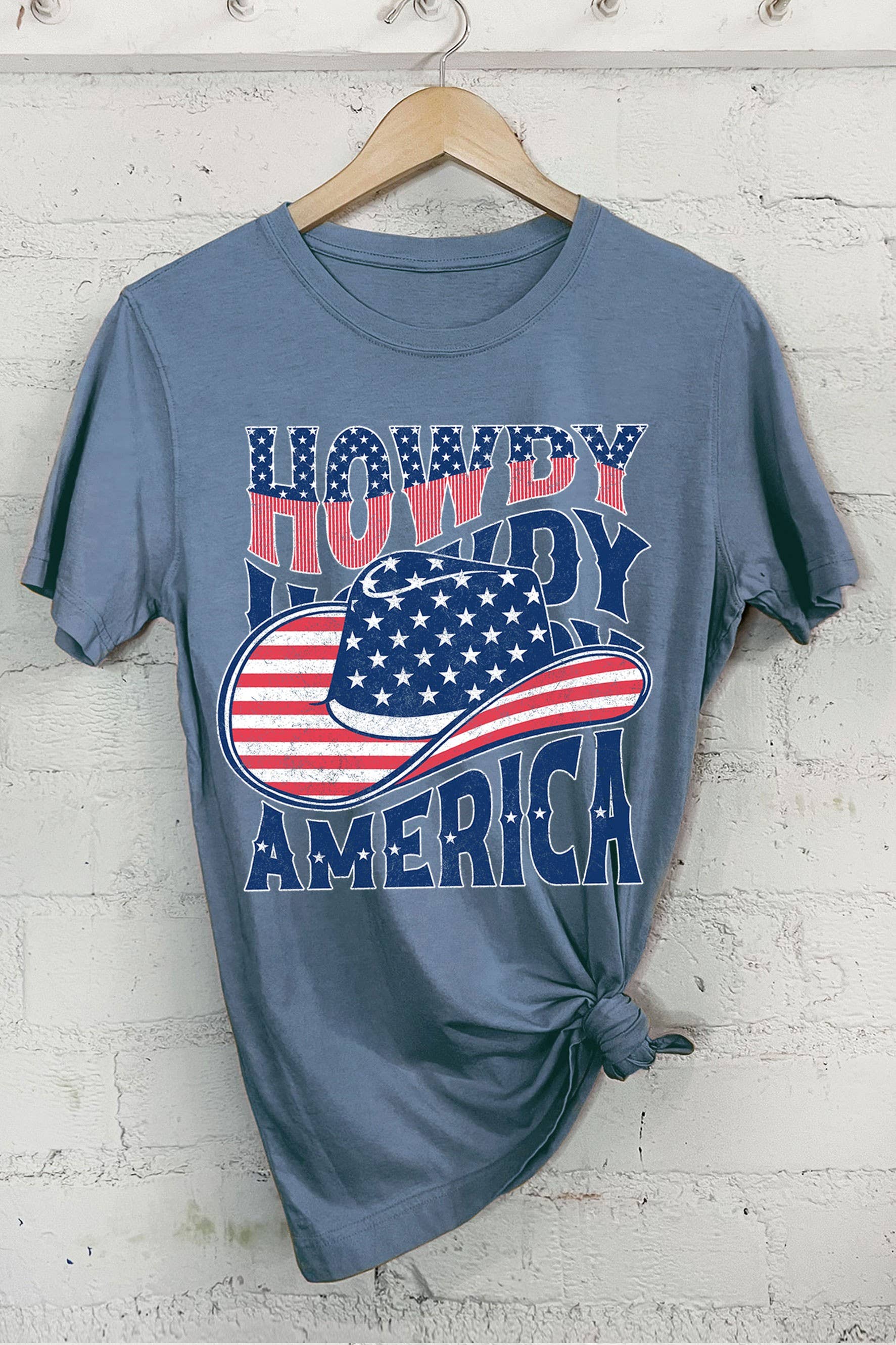 Howdy America Flag Hat Graphic Tshirts