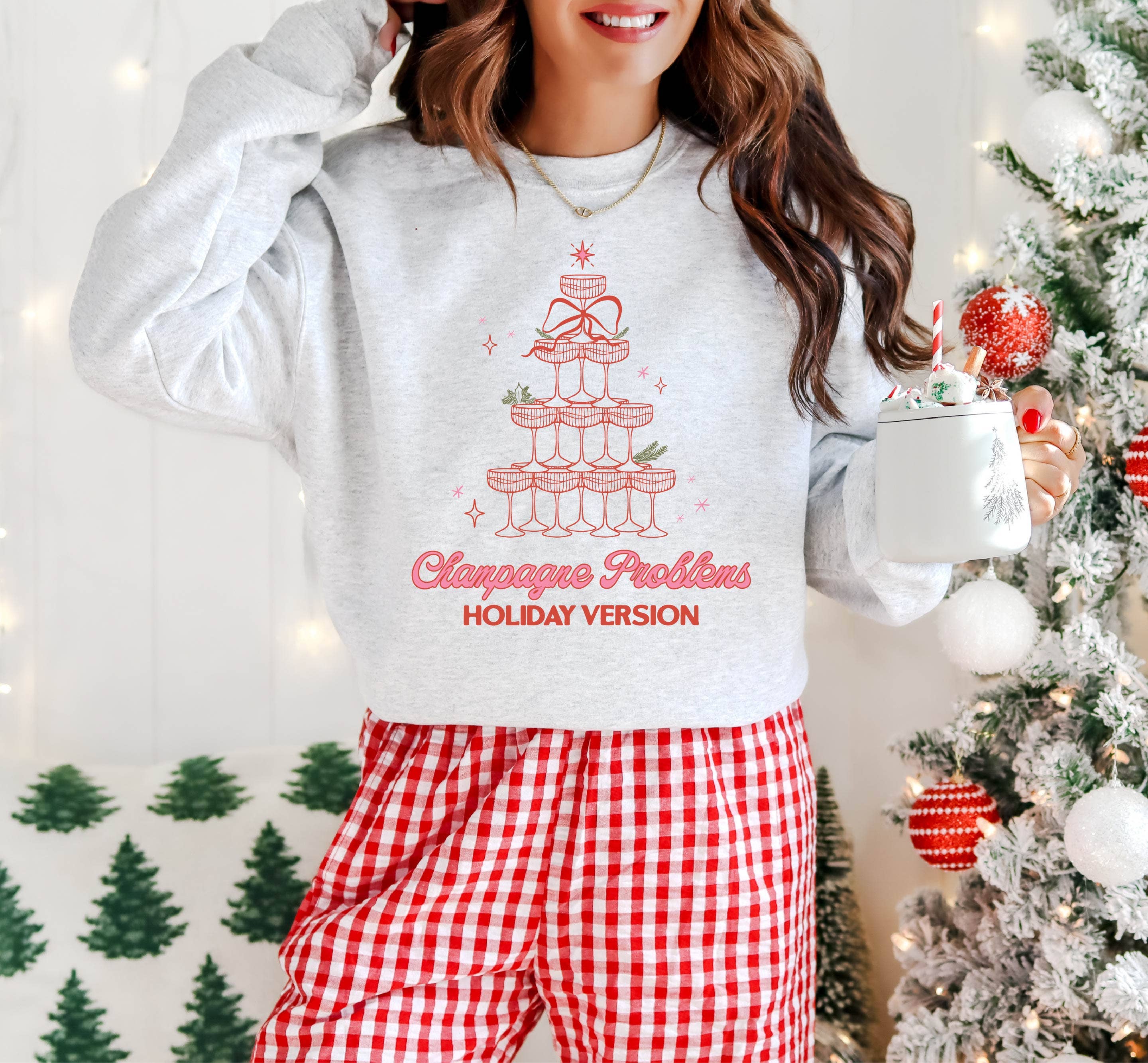 Christmas Sweatshirt, Christmas Apparel, Champagne