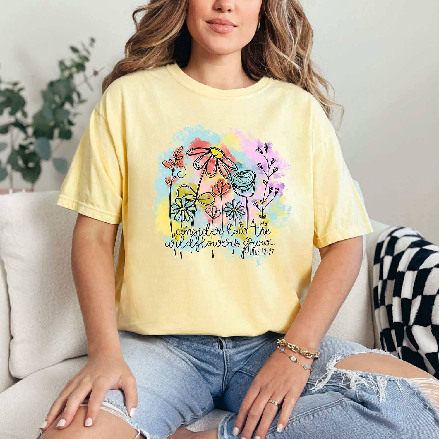 Consider How the Wildflowers Grow Watercolors Tee