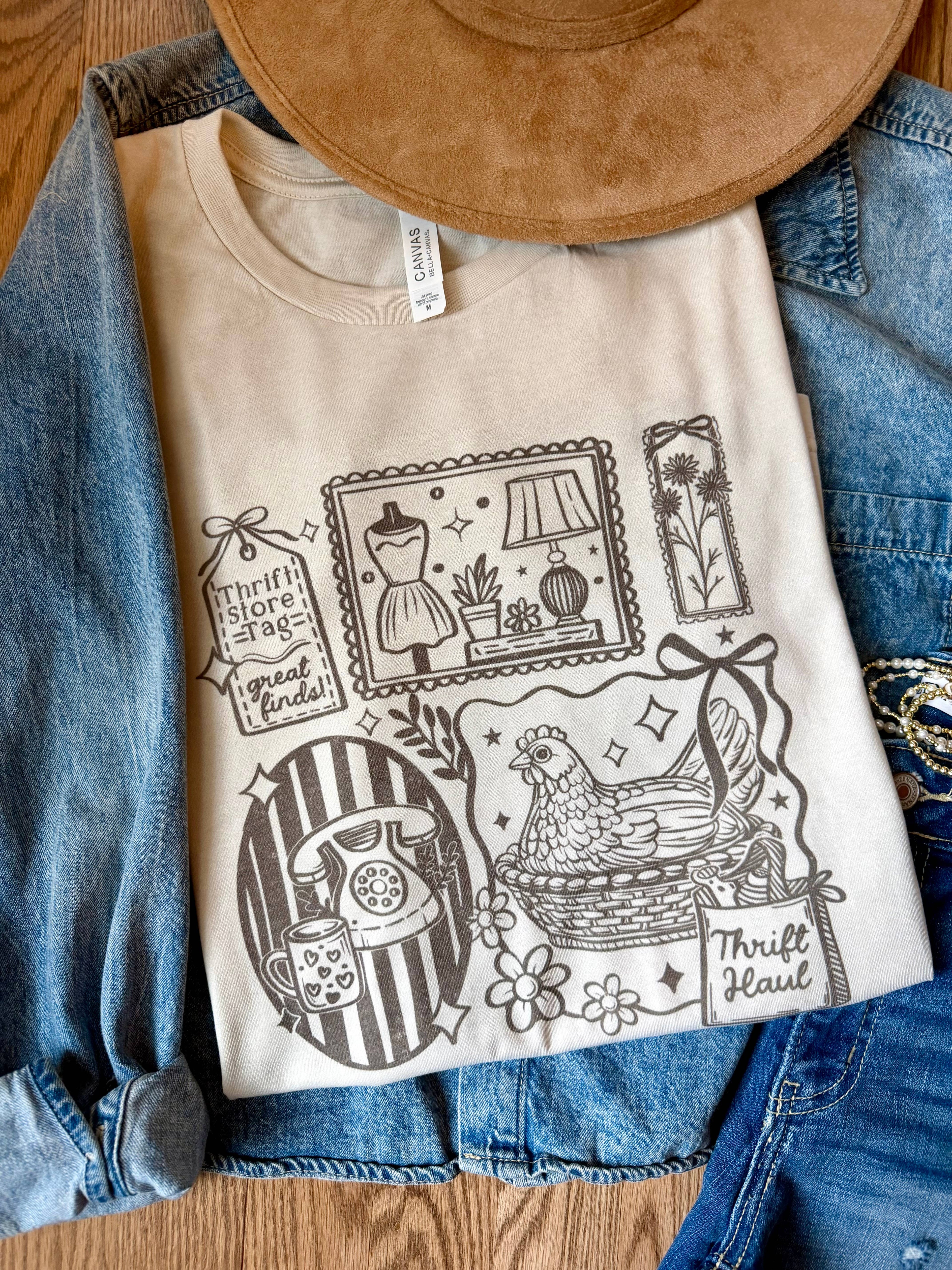 Thrift with Hen Graphic Tee