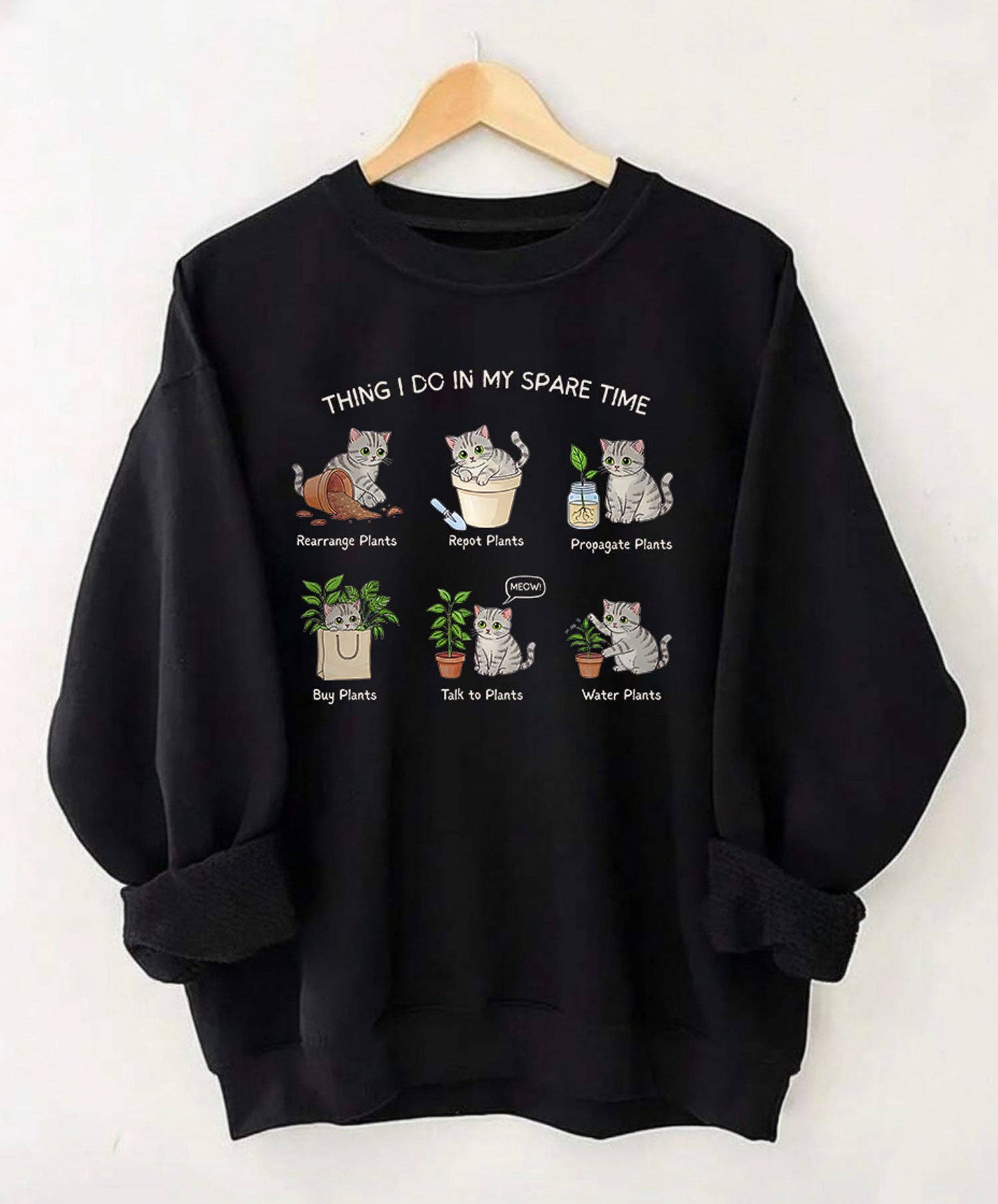 Things I Do in My Spare Time Cat Shirt – Funny Plant Lover T-Shirt – Gardening Cat Tee – Cute Cat and Plant Shirt – Gift For Cat Moms