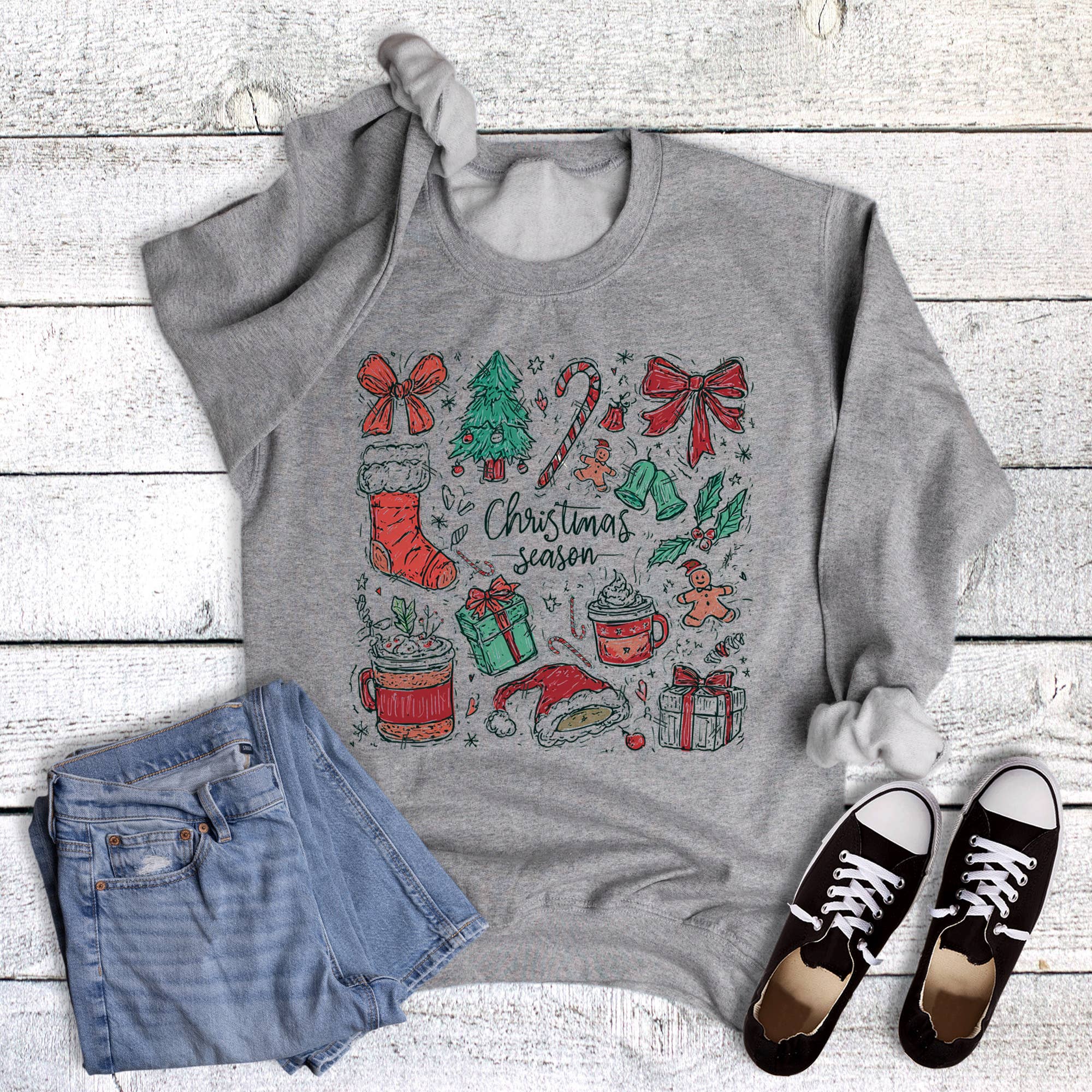Christmas Season Sketch Collage Sweatshirt