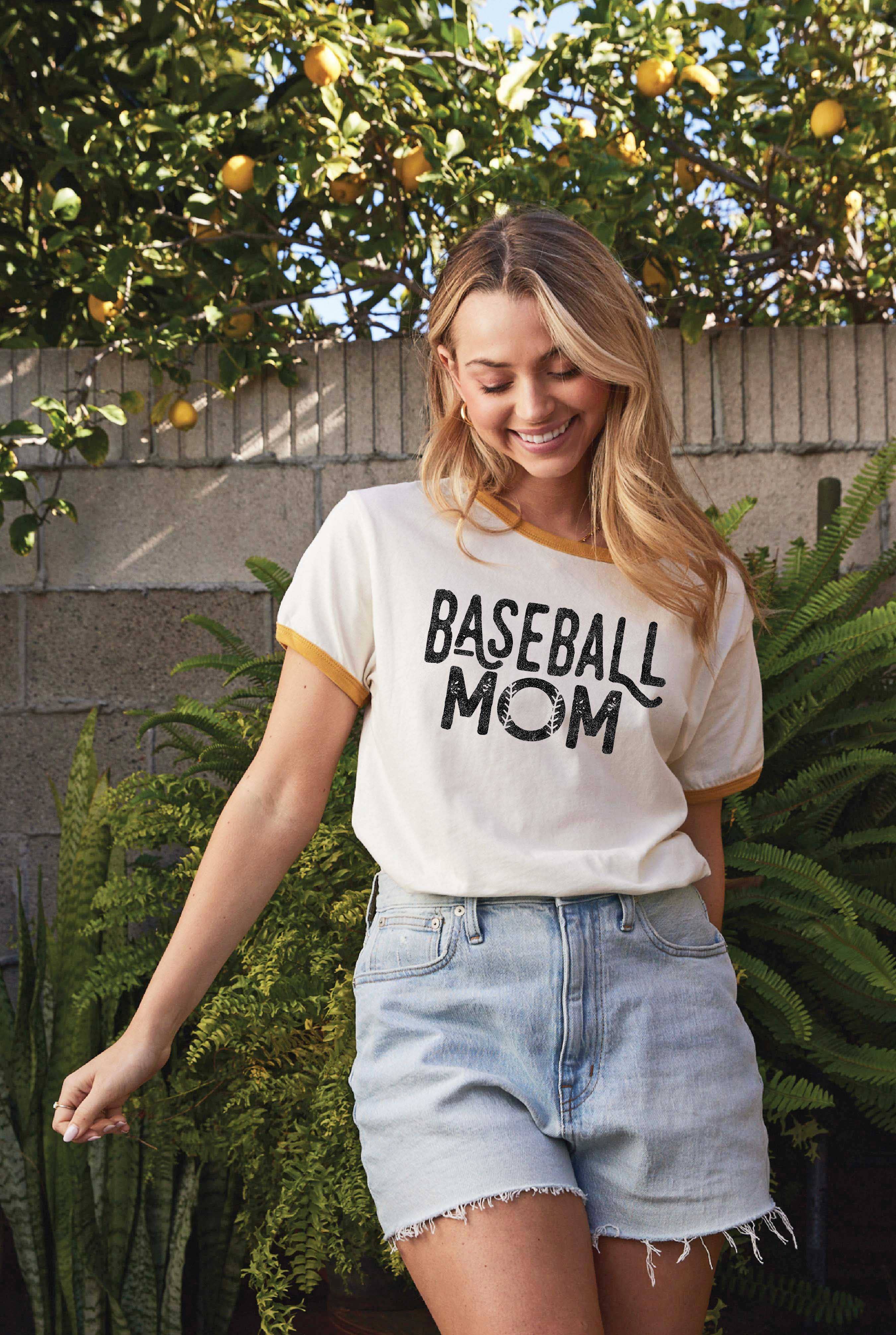 Baseball Mom Ringer Graphic T-Shirt