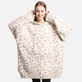 Leopard Print Soft Hooded Snuggie W Pocket