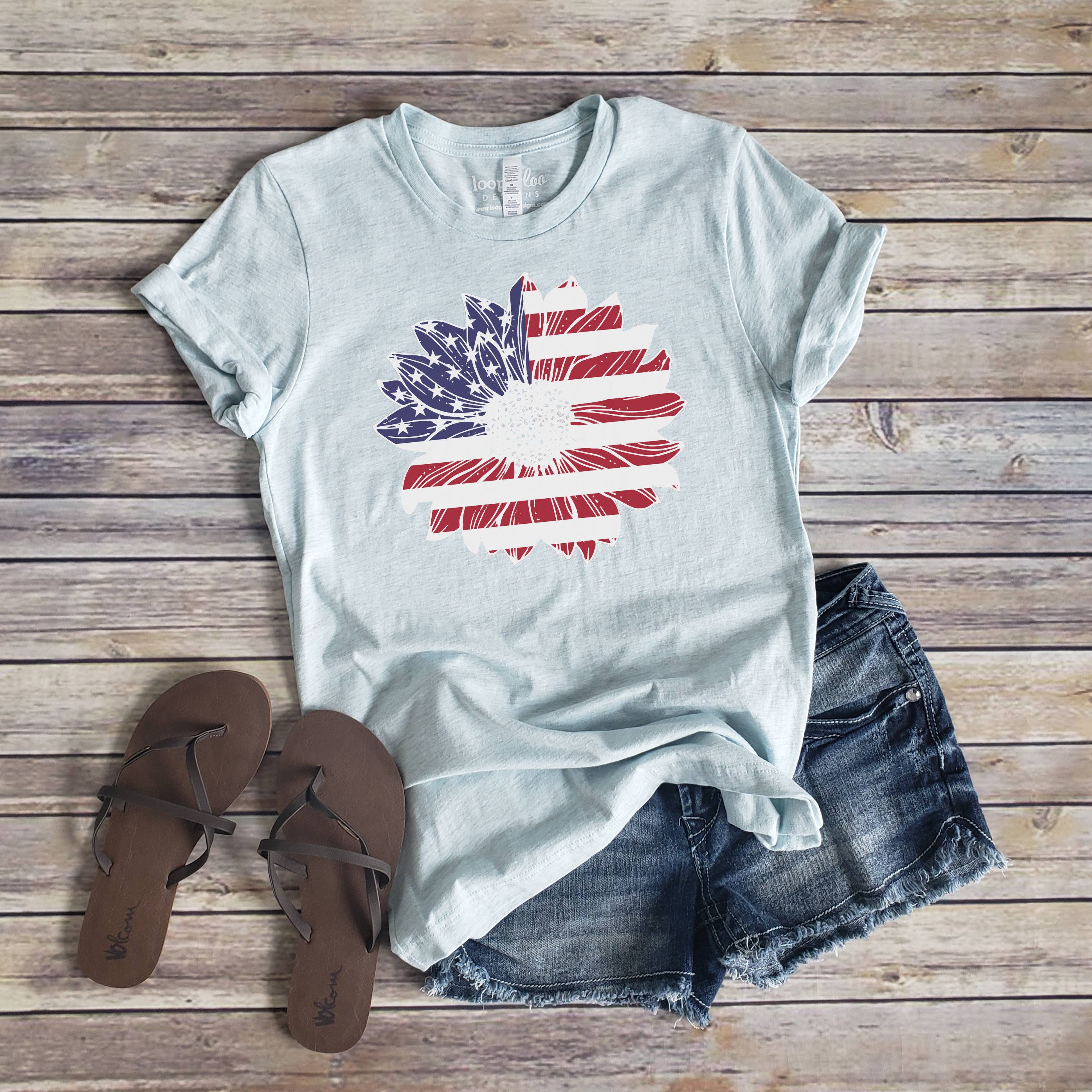 Flower Flag Tee | America | Sizes XS-2XL