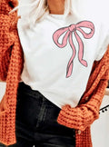 Pink Ribbon Bow Graphic T-Shirts