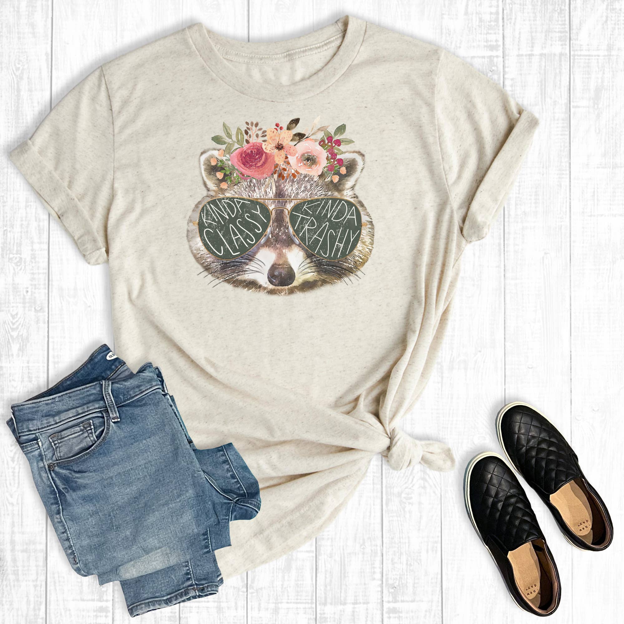 Funny Kinda Classy Kinda Trashy Racoon Graphic Tee