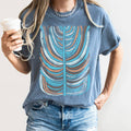 Boho Folk Art Vintage Stripe Floral T-Shirt
