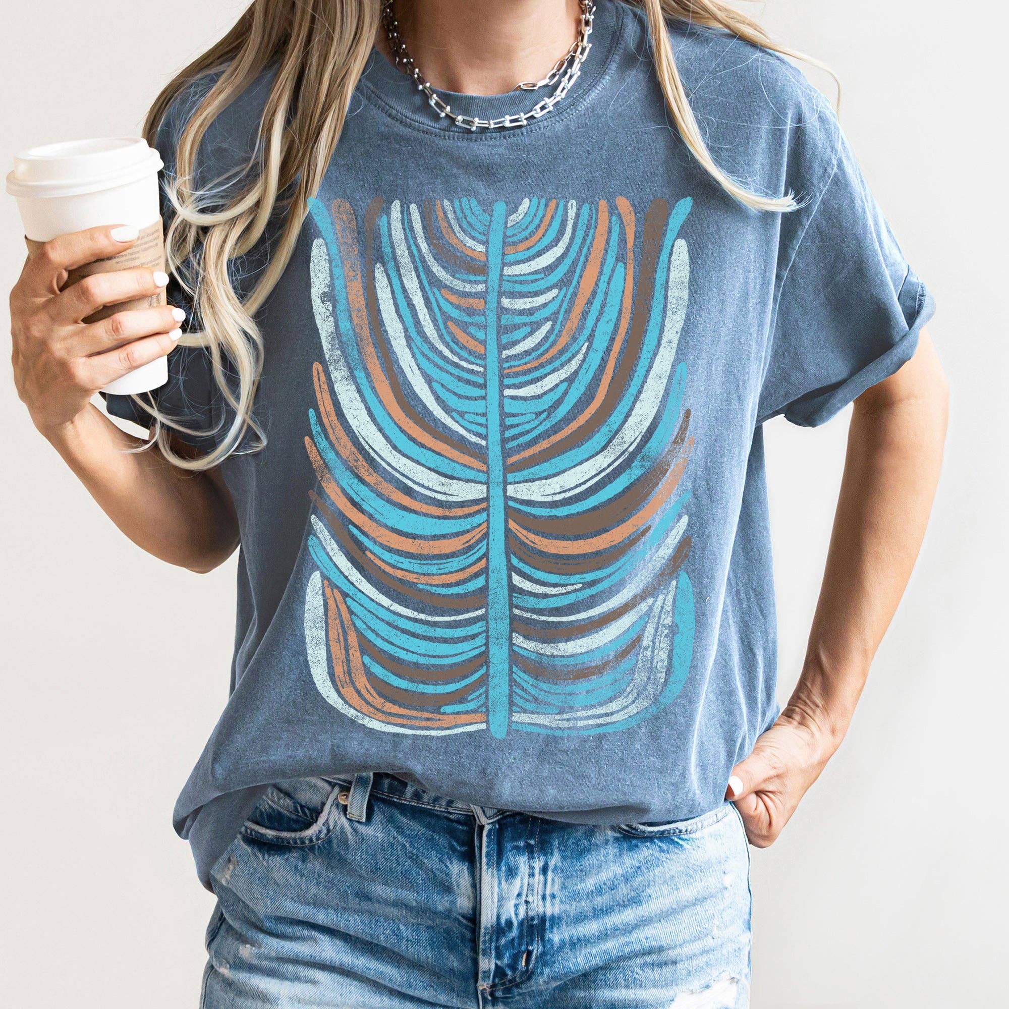 Boho Folk Art Vintage Stripe Floral T-Shirt
