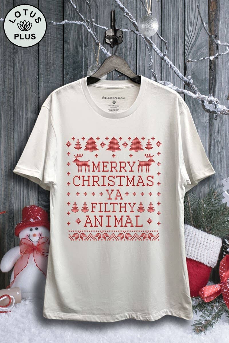 Merry Christmas Ya Filthy Animal Graphic Top