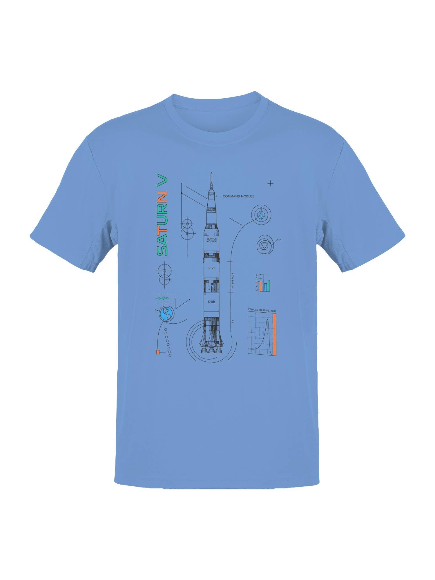 Saturn V Rocket Blueprint Design Men's T-Shirt